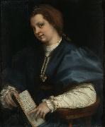Andrea del Sarto Lady with a book of Petrarch's rhyme painting